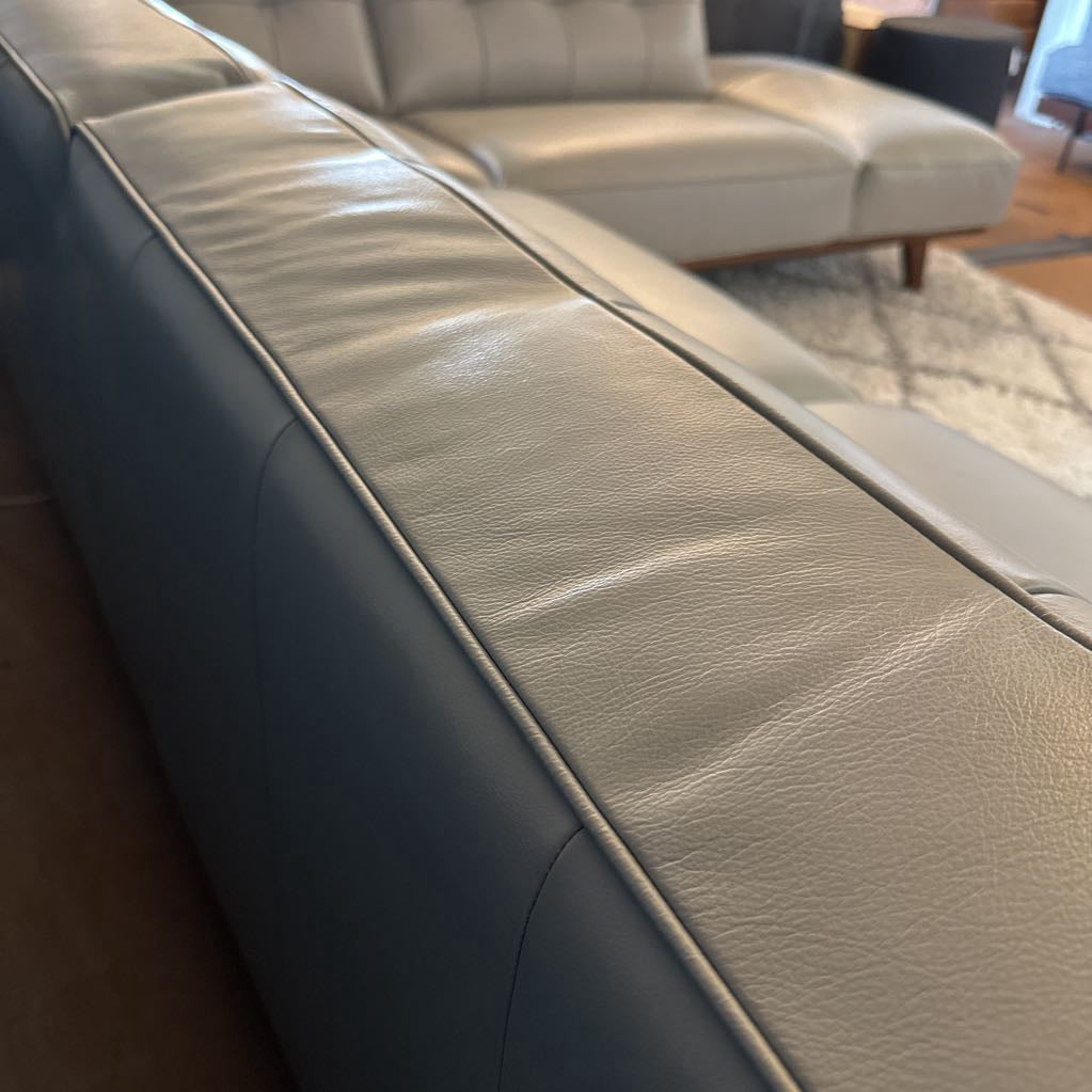 Odense Light Grey Leather RAF Sectional