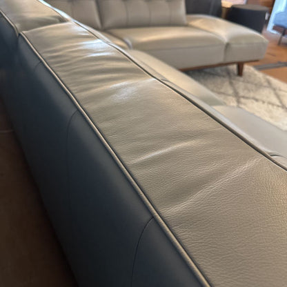 Odense Light Grey Leather RAF Sectional