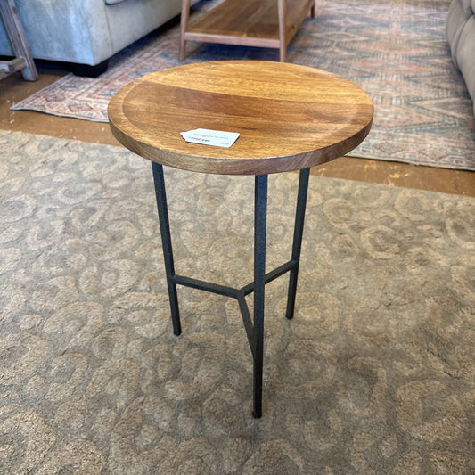 Solid Wood And Cast Bronze Base Table