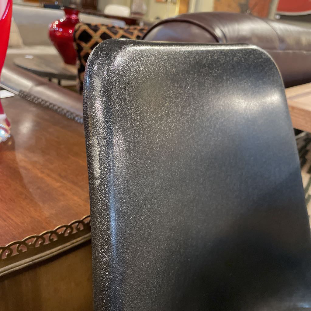Vintage MC Black Molded Plastic & Leather Seat Dining Chair C DINING CHAIRS