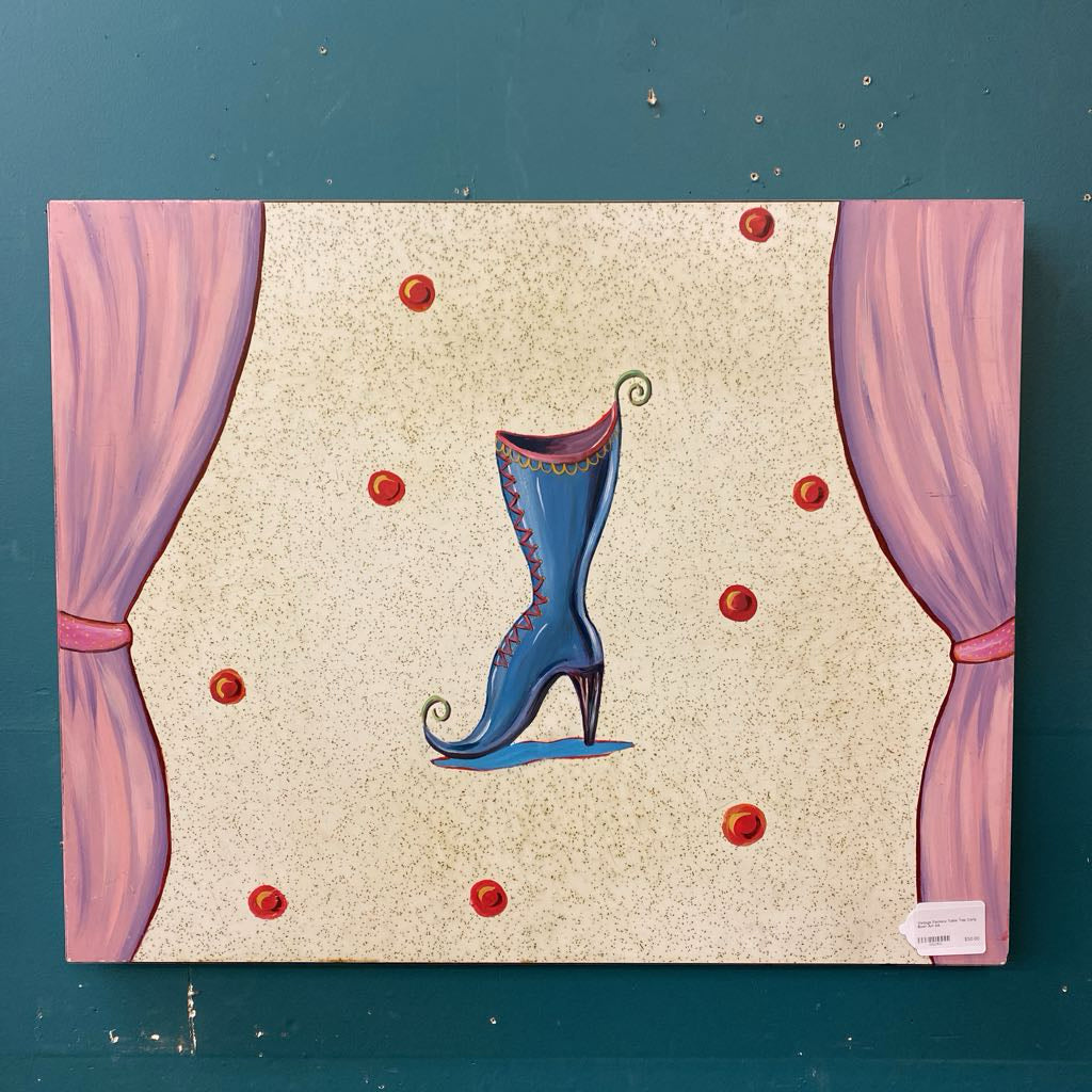Vintage Formica Table Top Curly Boot Art ART