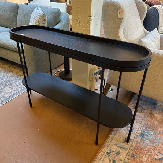 Modern Black Wood and Metal Console Table