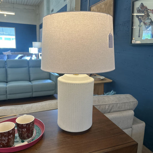 White Ribbed Table Lamp LAMPS