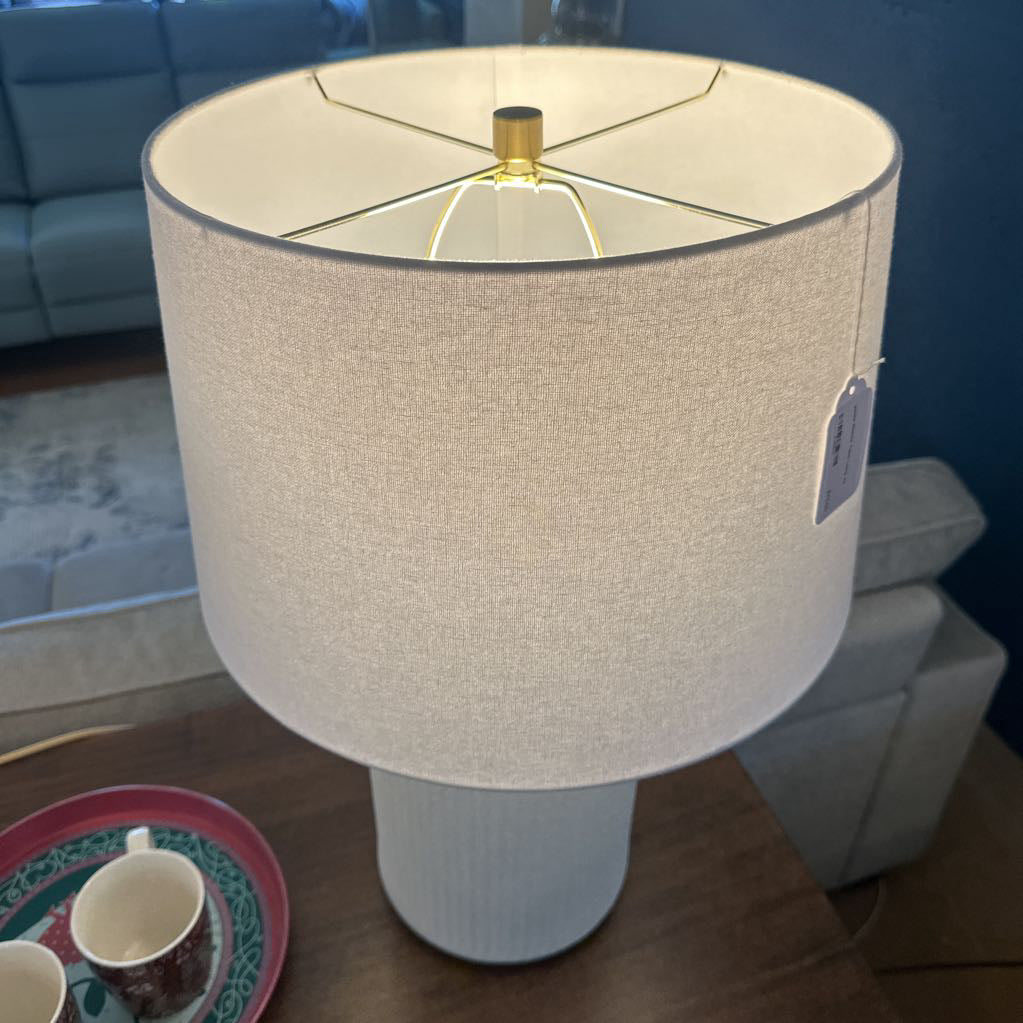 White Ribbed Table Lamp LAMPS