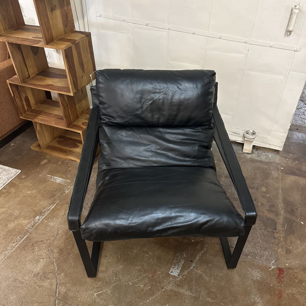 Talkha Black Leather Chair U ACCENT CHAIRS