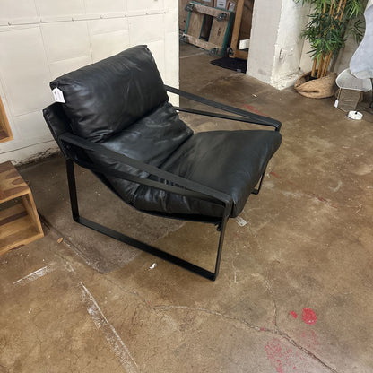 Talkha Black Leather Chair U ACCENT CHAIRS