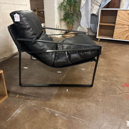 Talkha Black Leather Chair U ACCENT CHAIRS