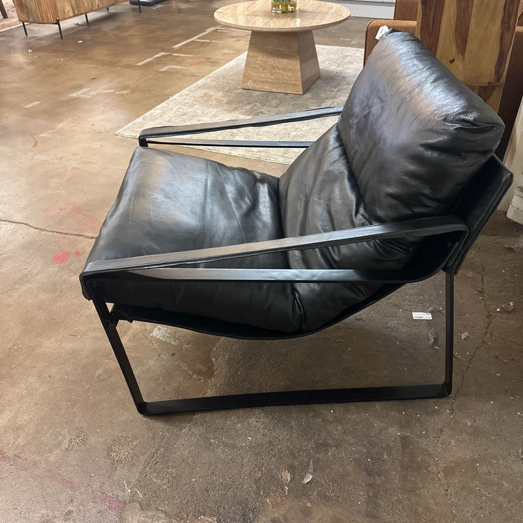 Talkha Black Leather Chair U ACCENT CHAIRS