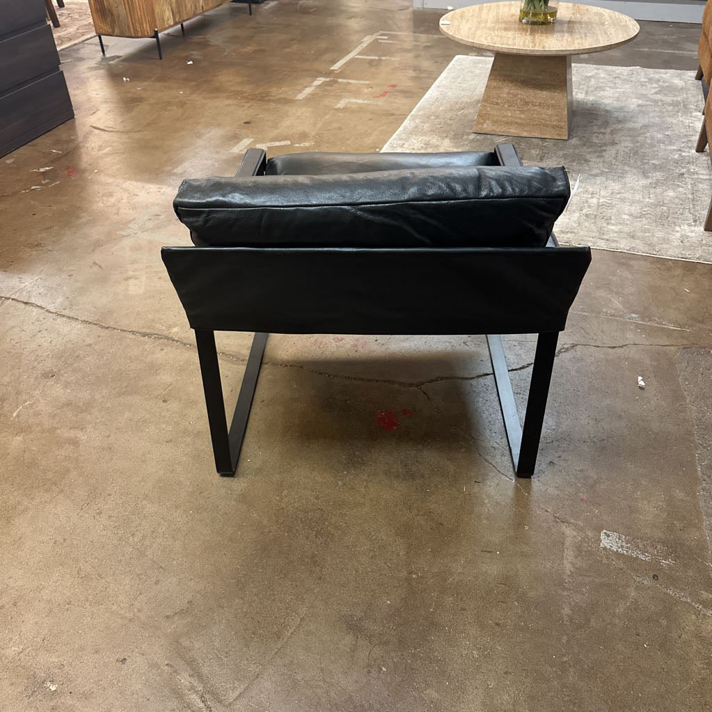 Talkha Black Leather Chair U ACCENT CHAIRS