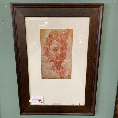 HEAD OF A YOUNGMAN Red Chalk Print ART