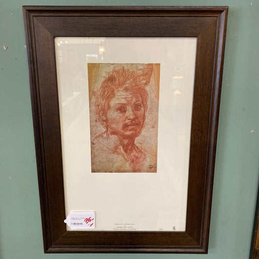 HEAD OF A YOUNGMAN Red Chalk Print ART