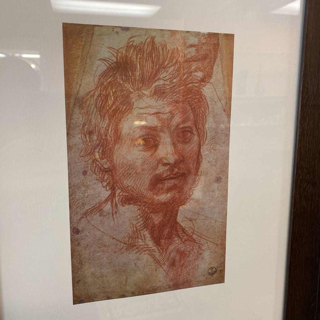 HEAD OF A YOUNGMAN Red Chalk Print ART