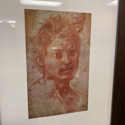 HEAD OF A YOUNGMAN Red Chalk Print ART