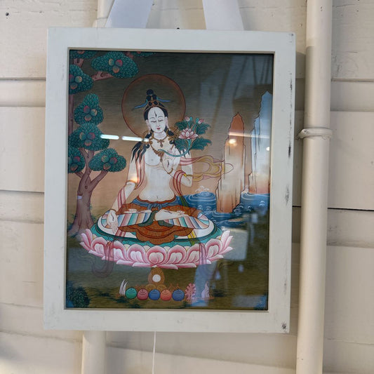 White Tara Thangka Painting On Silk