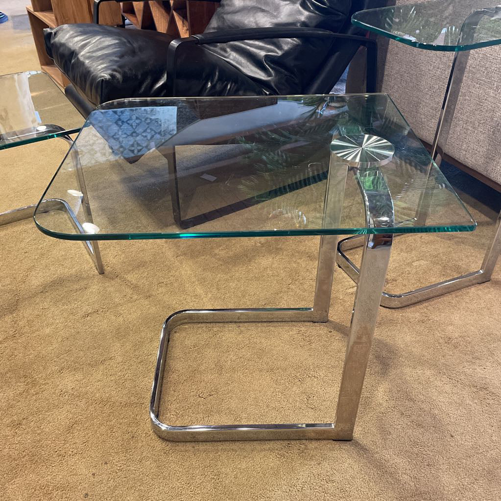 Modern Glass & Chrome Nesting Table SET OF 3