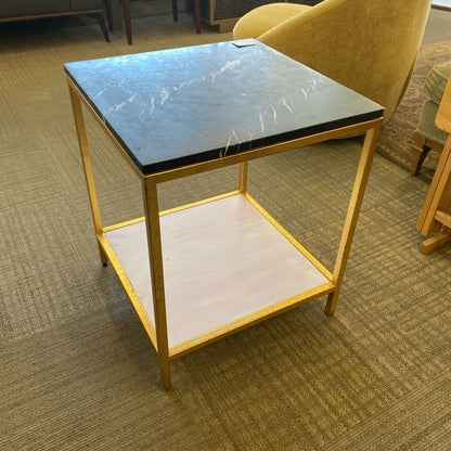 Black Stone Top 2Tier Side Table C SIDE TABLES
