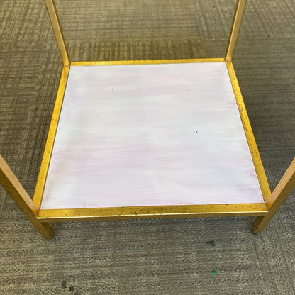 Black Stone Top 2Tier Side Table C SIDE TABLES