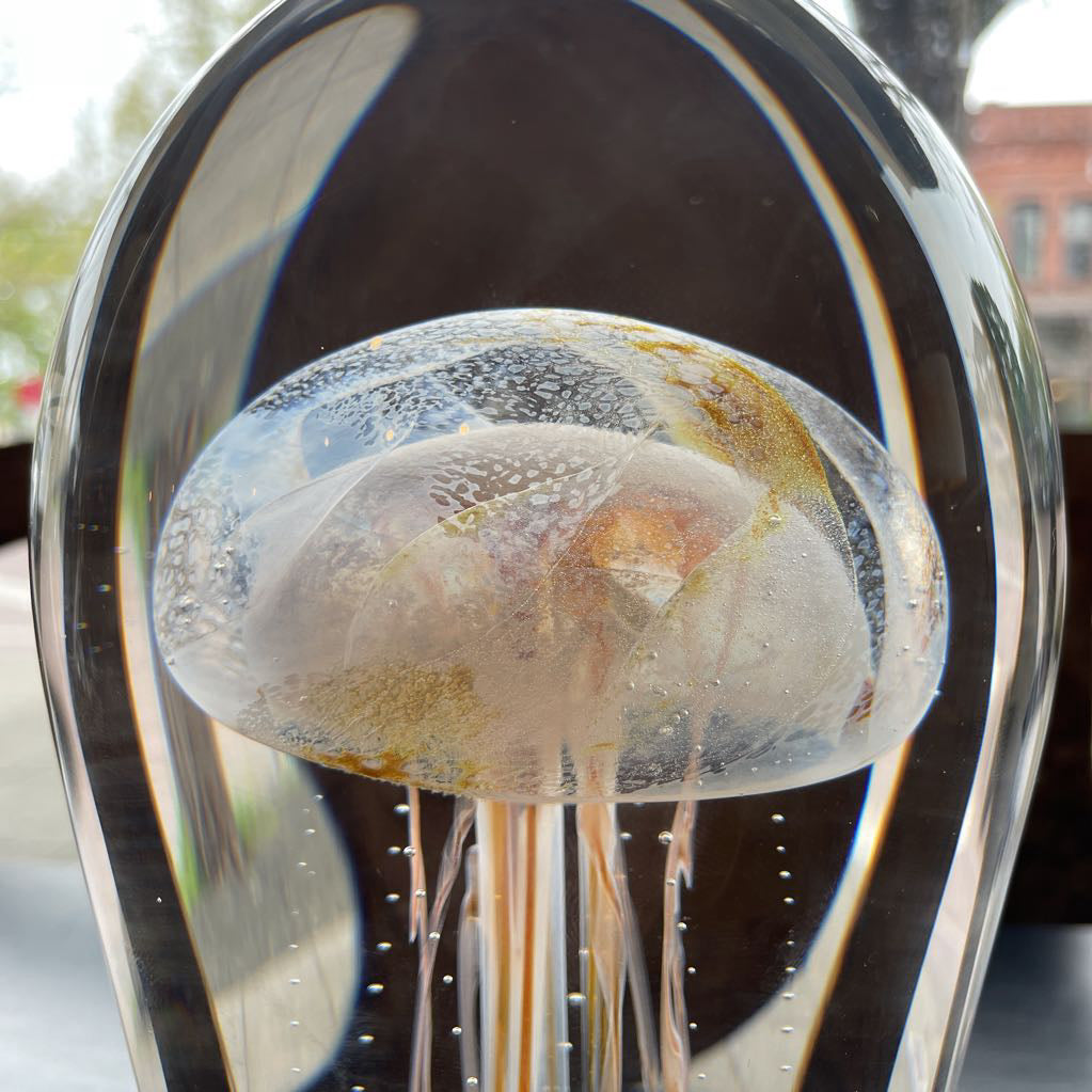 Large, Heavy Glass Jellyfish Sculpture from Hawaii