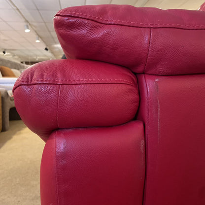 Cranberry Leather Loveseat w/ Black Feet