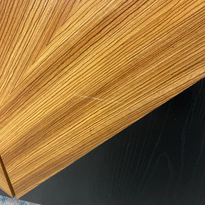 Art Deco Style Geometric Wood Inlay Black Cabinet (AS IS)