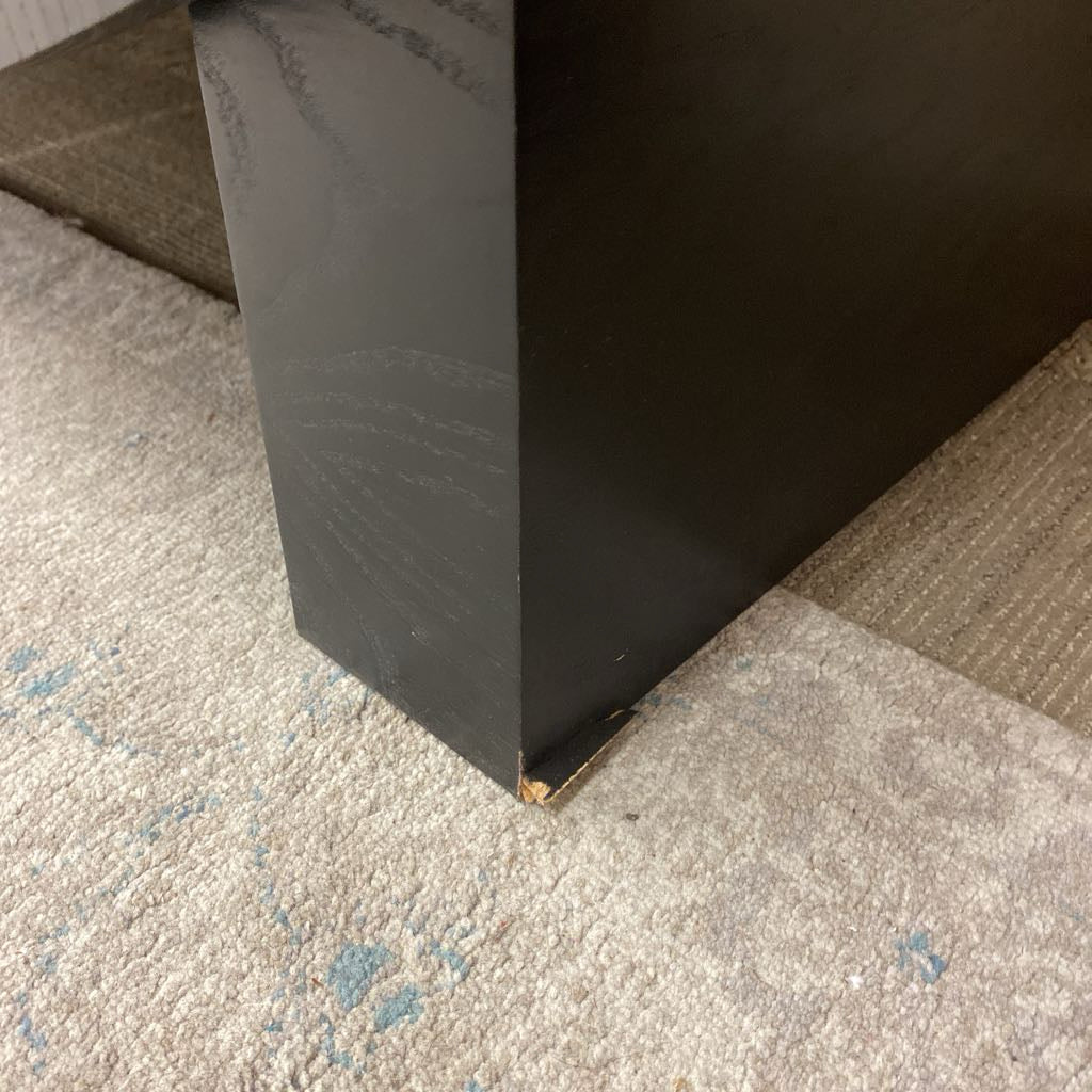 Art Deco Style Geometric Wood Inlay Black Cabinet (AS IS)