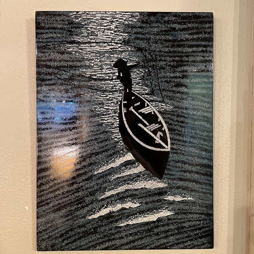Boatman on Moonlit Water Plaque