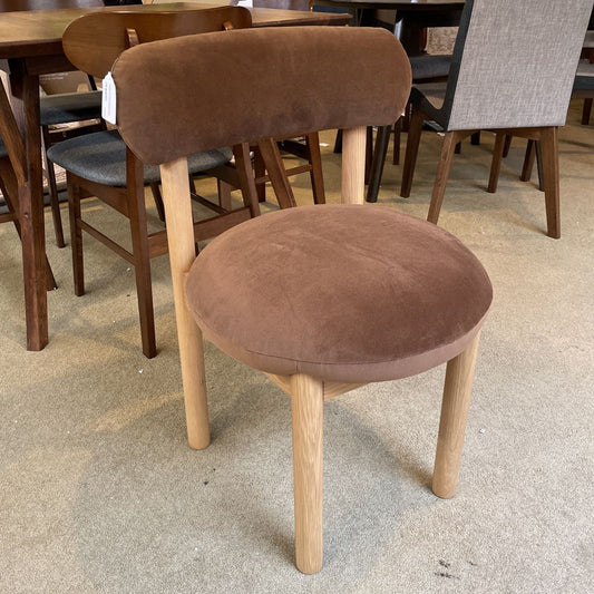 Bubble Cushion Contemporary Wood and Velvet Dining Chair