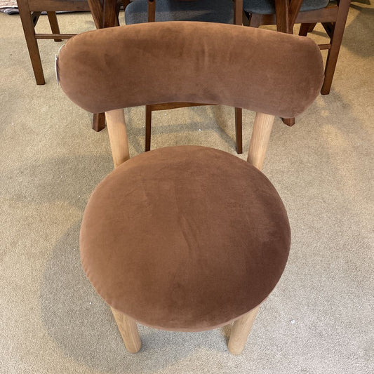 Bubble Cushion Contemporary Wood and Velvet Dining Chair