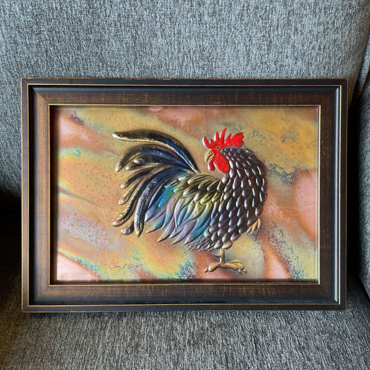Repousse Chicken with Bright Red Comb Art