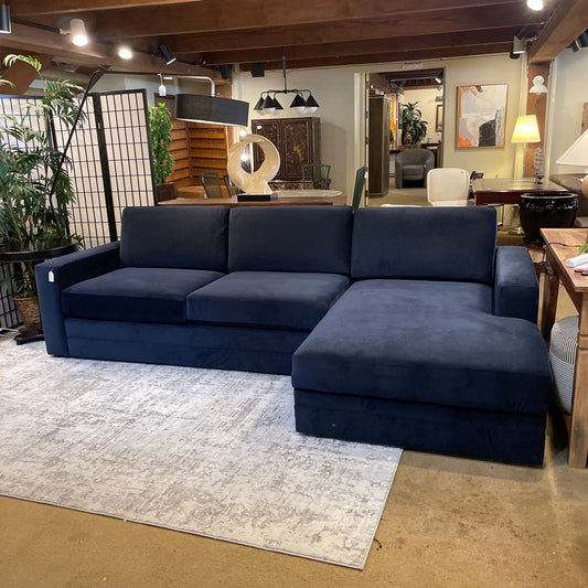 Riley Deep Blue Velvet Storage Sleeper RAF Sectional