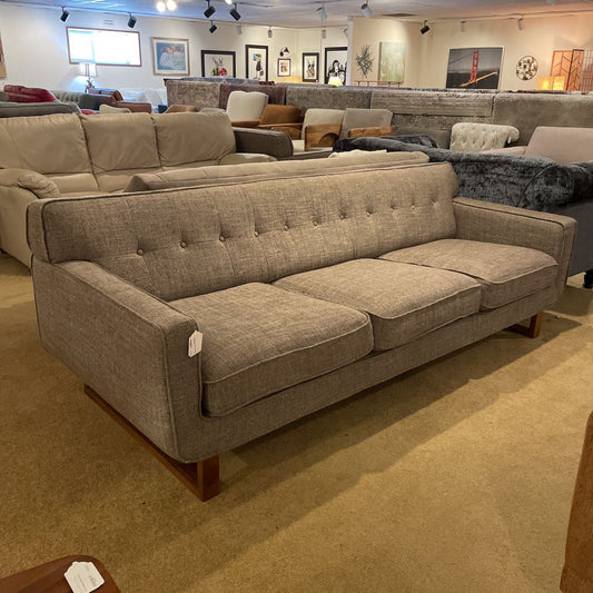 Kasala Brown Tweed Tufted Back 3 Seat Sofa