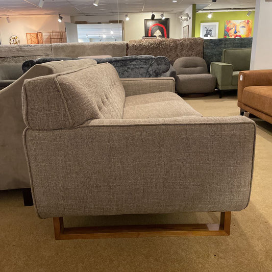Kasala Brown Tweed Tufted Back 3 Seat Sofa