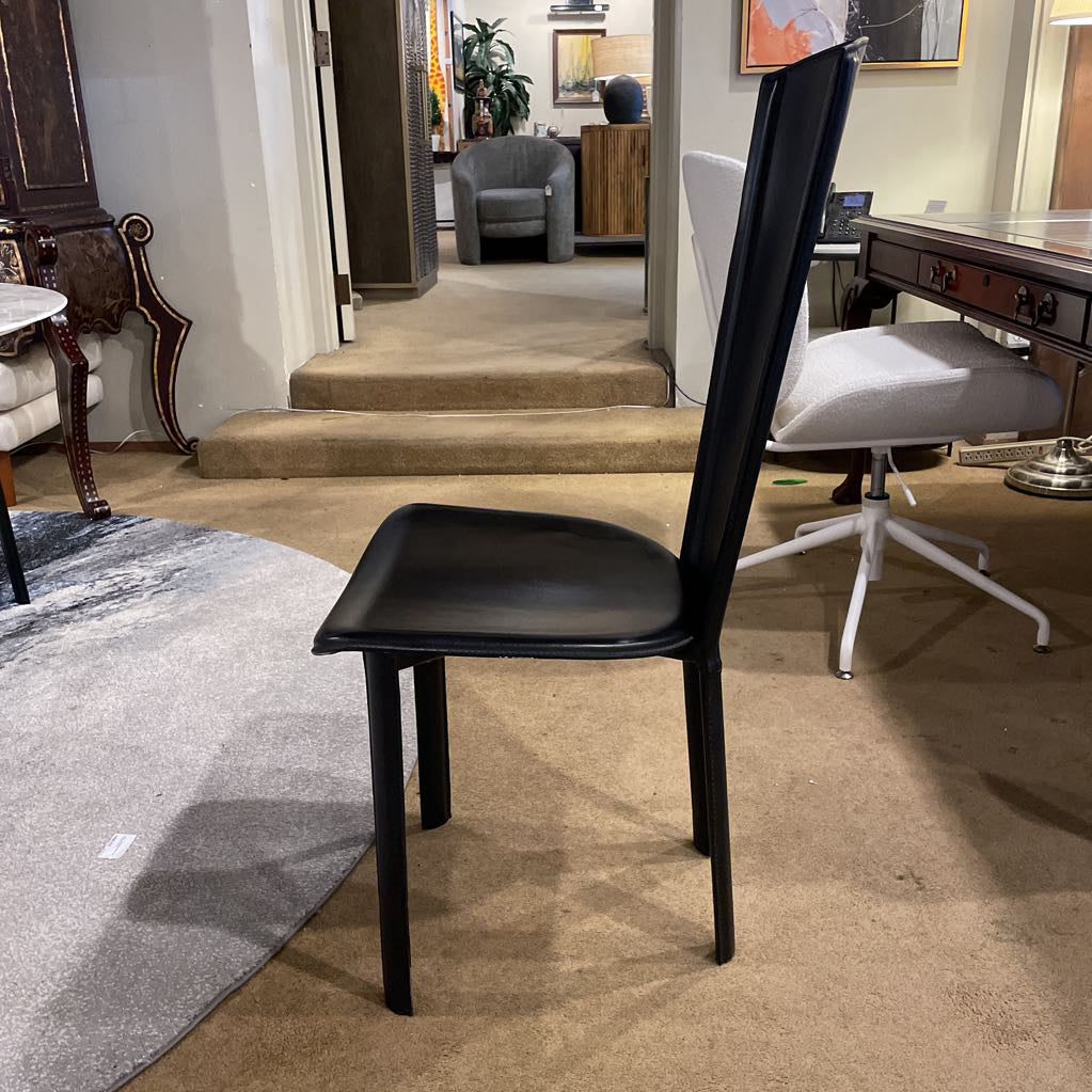 Black Contemporary High Back Dining Chairs w/ Square Cutouts SET of 4 C DINING CHAIRS