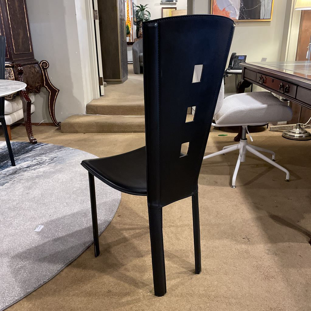 Black Contemporary High Back Dining Chairs w/ Square Cutouts SET of 4 C DINING CHAIRS