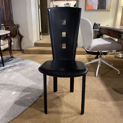 Black Contemporary High Back Dining Chairs w/ Square Cutouts SET of 4 C DINING CHAIRS