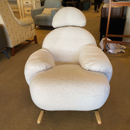 White Boucle Marshmallow Rocking Chair
