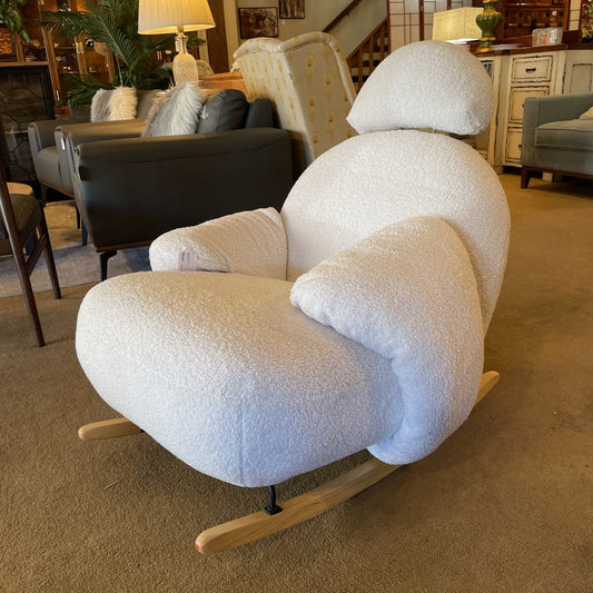 White Boucle Marshmallow Rocking Chair