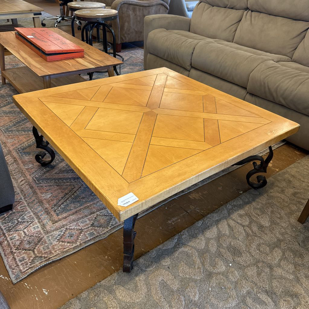 Cast Iron Base Wood Top Coffee Table C COFFEE TABLES