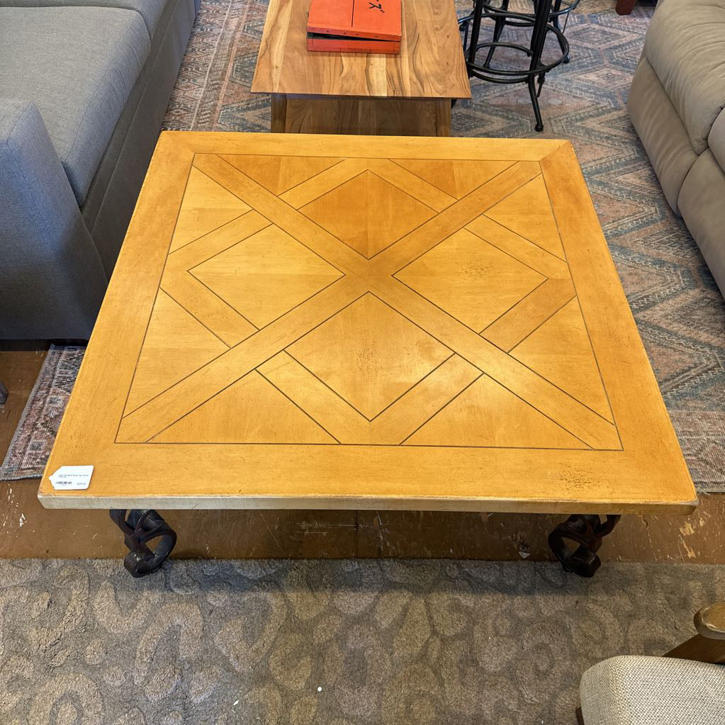 Cast Iron Base Wood Top Coffee Table C COFFEE TABLES