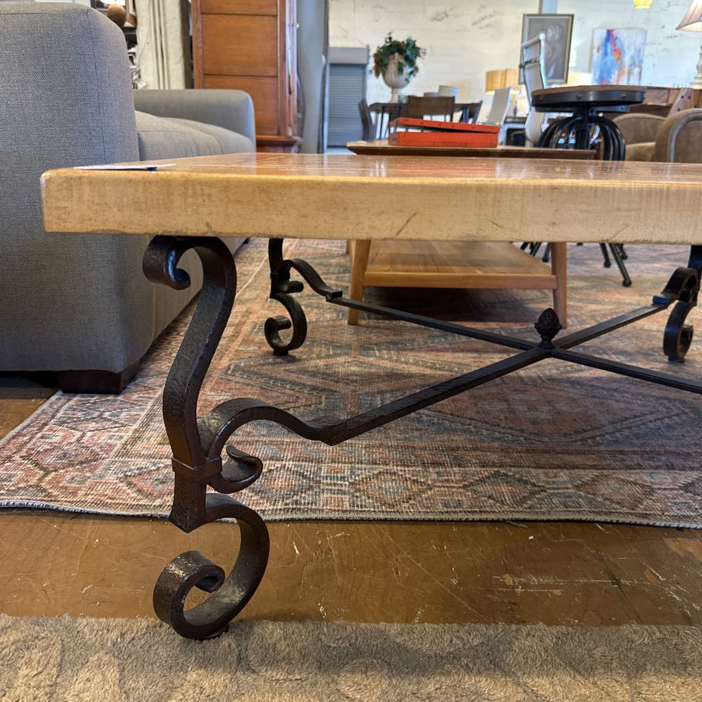 Cast Iron Base Wood Top Coffee Table C COFFEE TABLES
