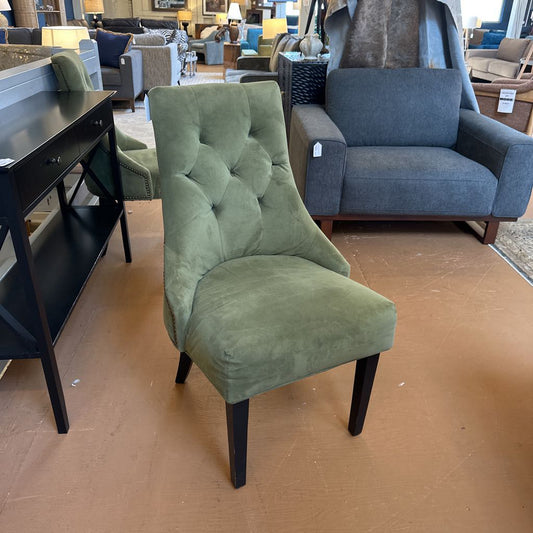 Green Velvet Tufted Nailhead Accent Chair