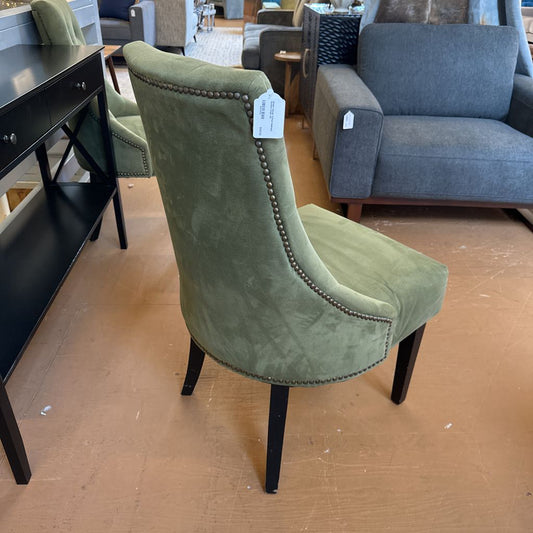 Green Velvet Tufted Nailhead Accent Chair