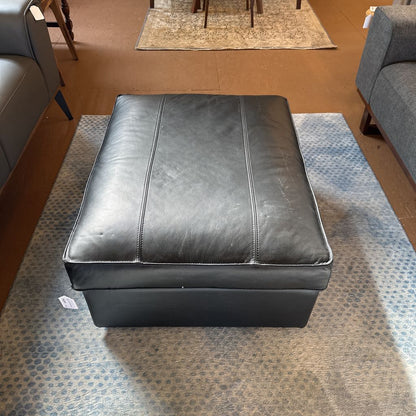 Black Leather Storage Ottoman U OTTOMANS