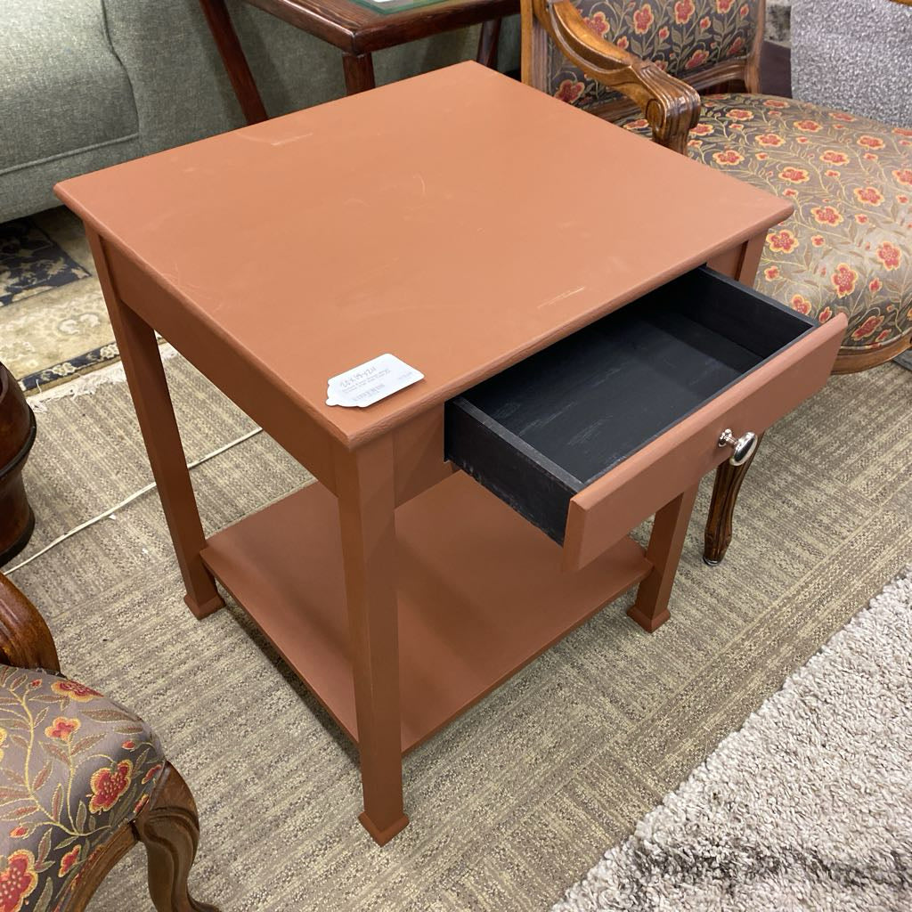 Medium Roast Brown Single Drawer 2Tier Side Table C SIDE TABLES