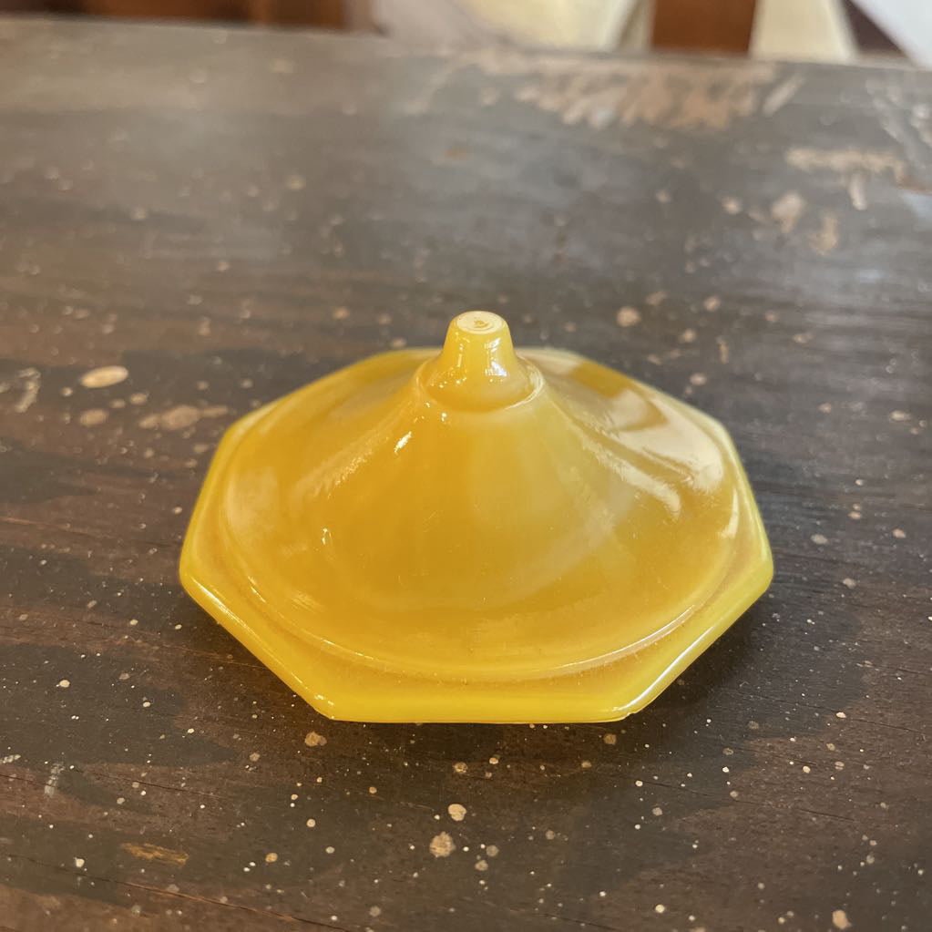 Blue Agate Glass Creamer(set's kinda ''cobbled together-2 blue shades & yellow lid)r