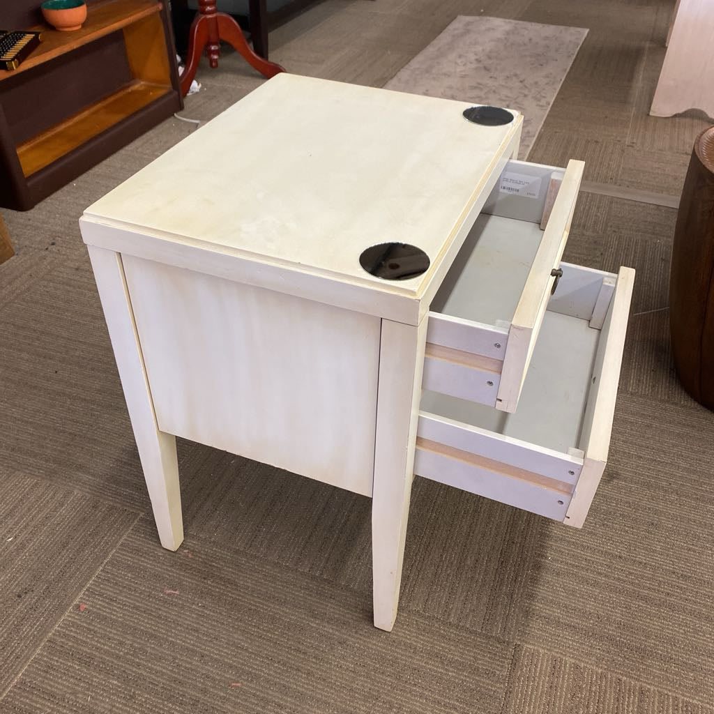 White 2Drawer Side Table w/Mirror DooDads C SIDE TABLES