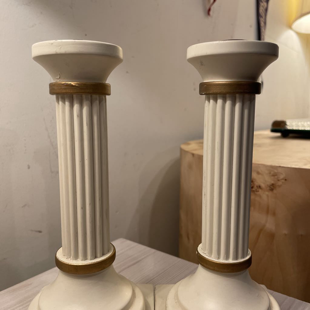 Swedish-Made White Neoclassical Candlestick SET OF 2 UNIQUE FINDS
