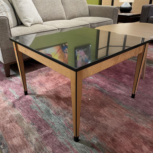 Stone Top Birds Eye Maple Base Square Coffee Table