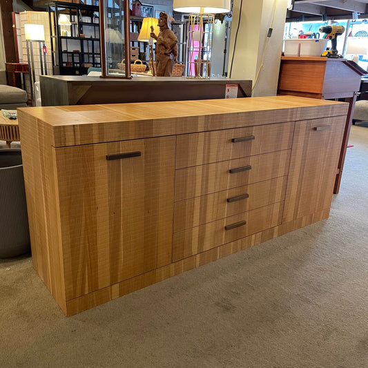 Large Textured Wood 2 Door 4 Drawer Credenza