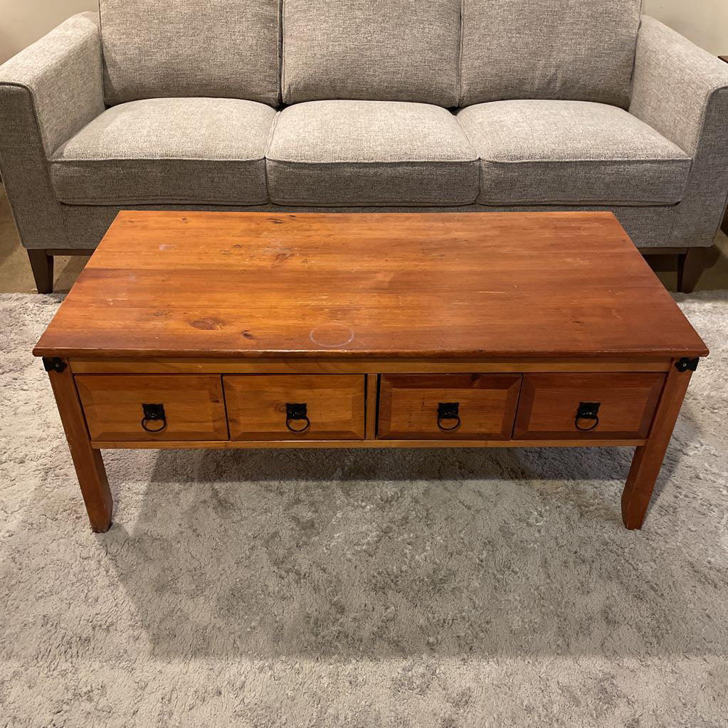 4 Drawer with Pull Rings Wooden Coffee Table C COFFEE TABLES